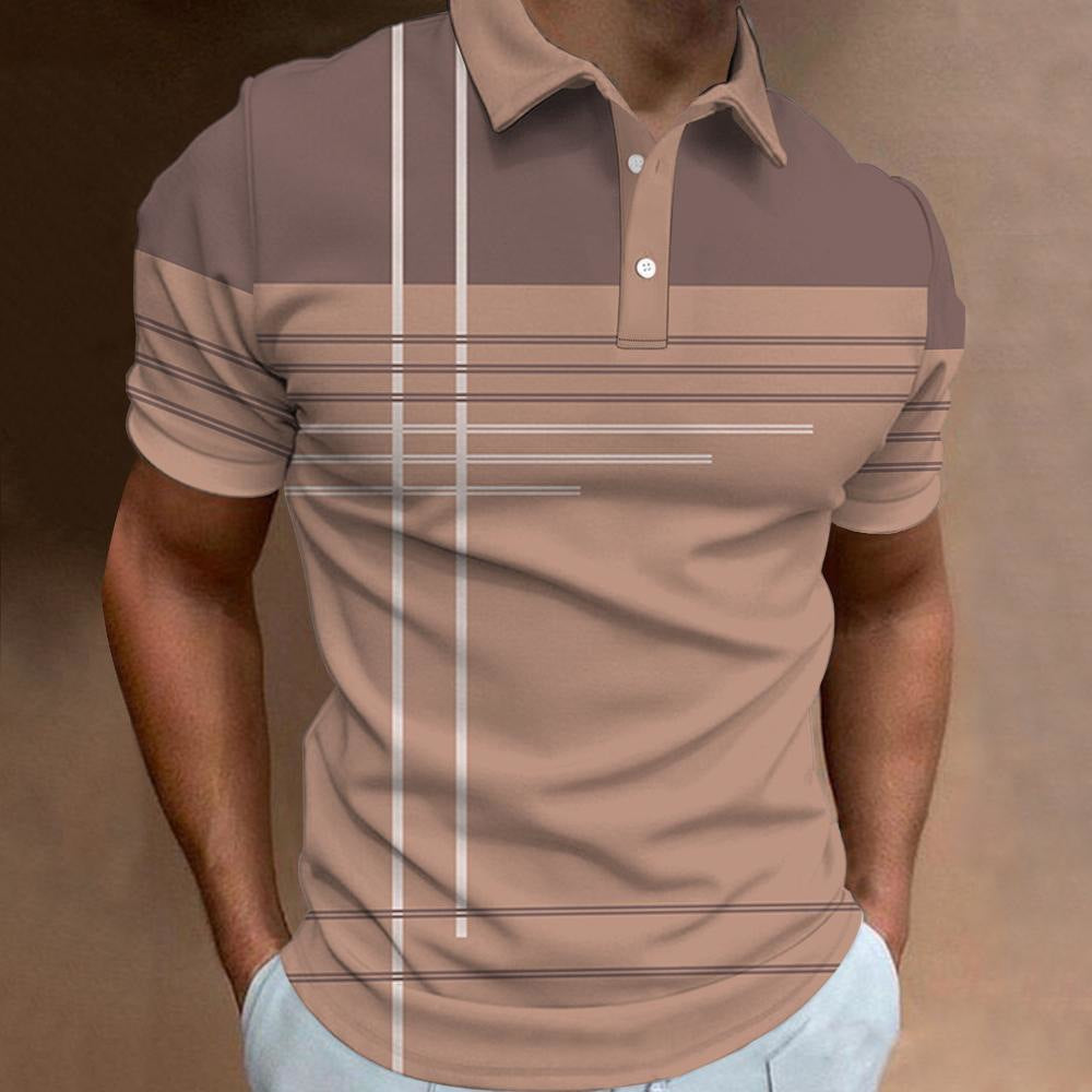🔥【Utolsó nap, 50% kedvezmény】👔【S-6XL】Új nyári férfi csíkos 3D mintás galléros póló