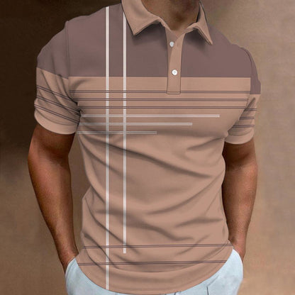 🔥【Utolsó nap, 50% kedvezmény】👔【S-6XL】Új nyári férfi csíkos 3D mintás galléros póló