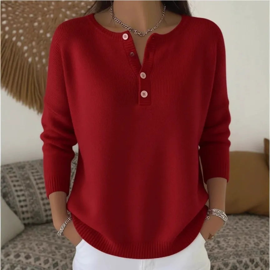 💟【S-3XL】Damski jednokolorowy sweter z dekoltem V, luźny i casualowy