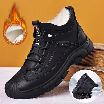 🔥🥾【39-44】Őszi és téli férfi vastagított bársony meleg csizma Valódi bőr magas sarkú csizma