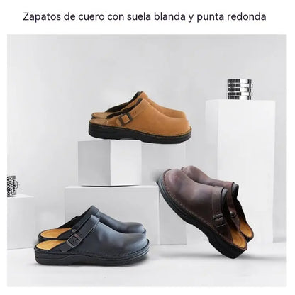 👞 Pago contra entrega✅【38-48】Pantuflas de cuero natural, suela suave, muy cómodas de llevar ✅Unisex ✅2 unidades con un 70% de descuento