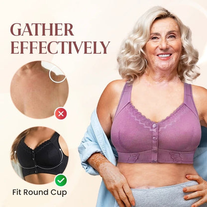 💕🎁(3 τεμάχια)【45kg-155kg】Μεγάλο, αναπνεύσιμο, απαλό βαμβακερό σουτιέν με κουμπιά μπροστά