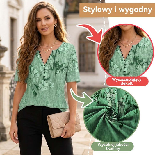 💕💕【50%OFF】💕💕【S-5XL】Nowości Letnie bawełniane koszulki damskie z krótkim rękawem i dekoltem w serek - przyjazne dla skóry i miękkie