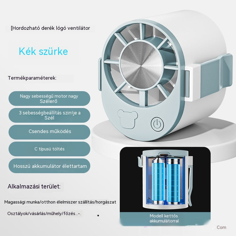 🔥【Vásároljon 1-et, kapjon 1-et ingyen】🌀 Nagy sebességű mini ventilátor, amely derékra rögzíthető.