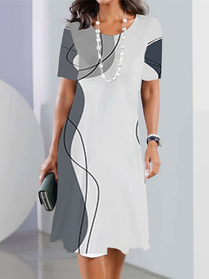 👗【50% kedvezmény】👗2026-es szexi női, nyomott kerek nyakú ruha