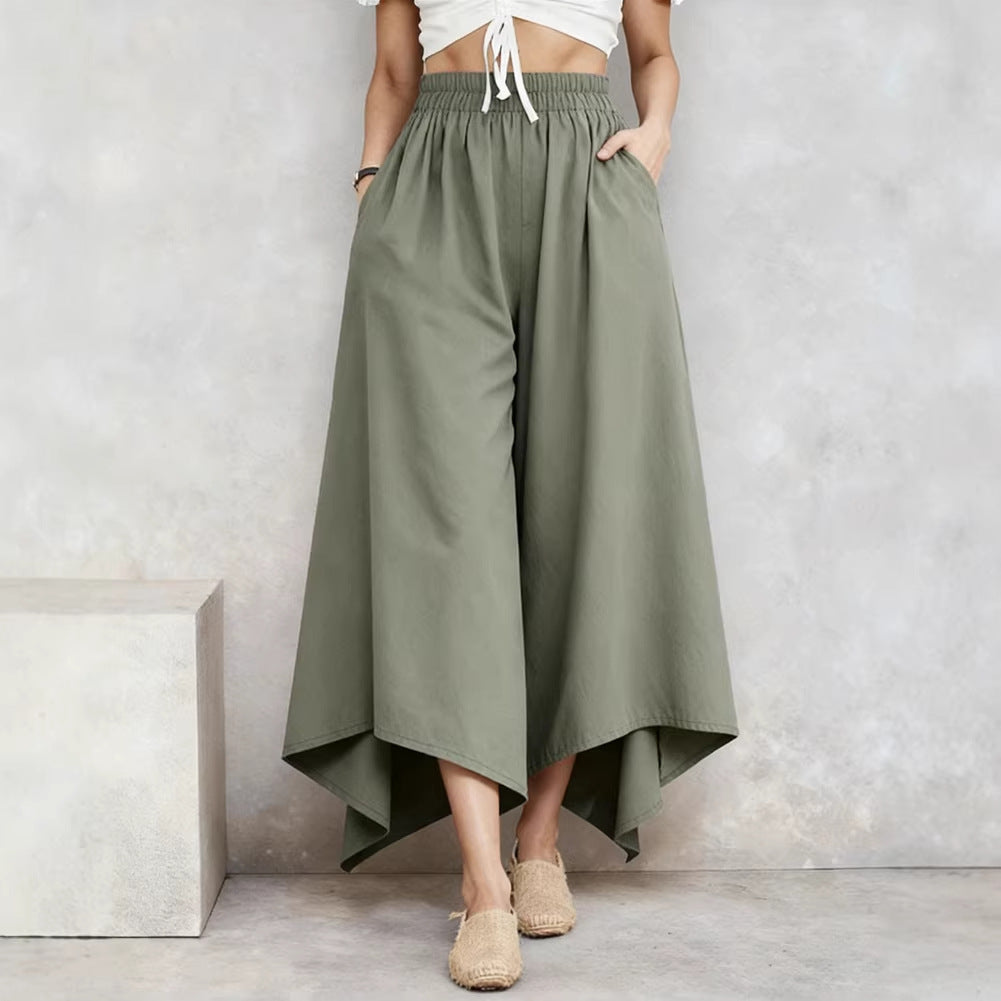 【50% kedvezmény】💖【S-5XL】Divatos női egyszínű bő szárú laza nadrág, utánvételes fizetés