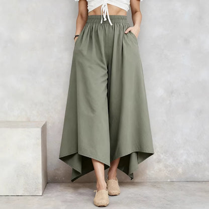 【50% kedvezmény】💖【S-5XL】Divatos női egyszínű bő szárú laza nadrág, utánvételes fizetés