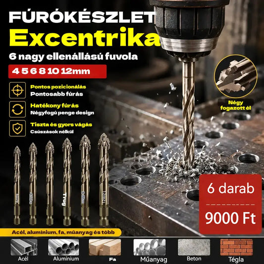 🛠🛠【6 db-os】【4+5+6+8+10+12 mm】Nagy szilárdságú 6 élű excentrikus fúrófej készlet-4350621