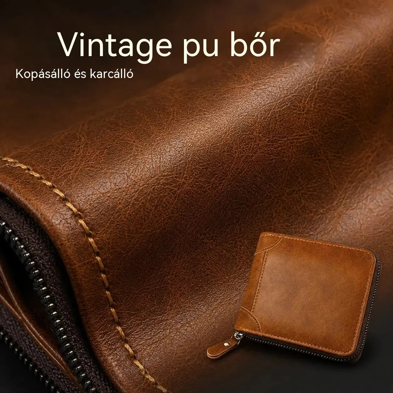 ✨【Második termék féláron】🎁Retro férfi műbőr pénztárca cipzárral, kártyatartóval/összecsukható aprópénztartóval.