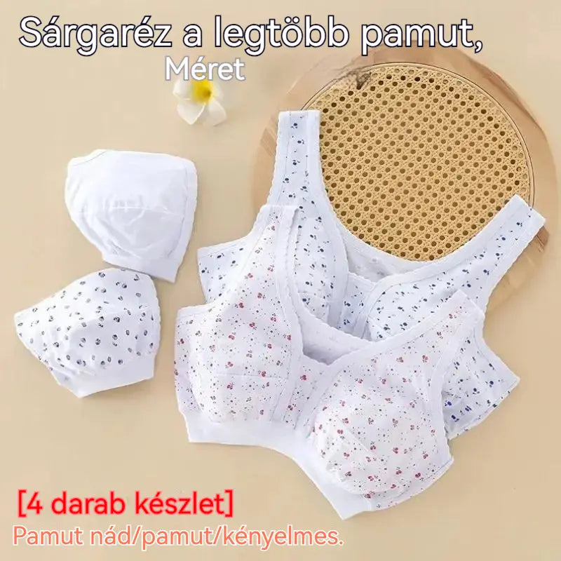 🎽4 db-os kényelmes, légáteresztő pamut fehérnemű szett középkorú és idősebb nőknek, nagyméretben
