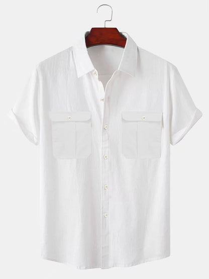 🏖️🔥【Promocja Letnia】【M-5XL】 Nowość męska lniana koszula letnia o prostym kroju – przyjemna dla skóry i miękka