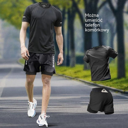 【S-5XL】Letni, nowy, szybkoschnący, sportowy kombinezon z krótkim rękawem z lodowego jedwabiu z 2026 r., odpowiedni do biegania i fitnessu