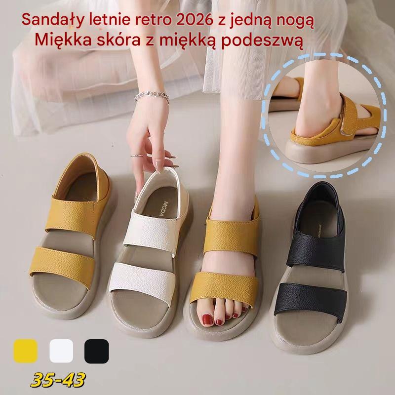 🔥 【35–43】2026 Damskie sandały casualowe w stylu retro — miękka skóra, wygodna podeszwa