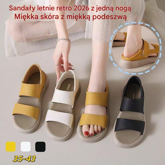 🔥 【35–43】2026 Damskie sandały casualowe w stylu retro — miękka skóra, wygodna podeszwa