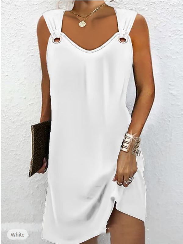 🔥🔥👗👗【50% kedvezmény】Új tavaszi és nyári ujjatlan ruha V-nyakú