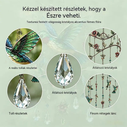 50% kedvezmény🐦Kristály szélcsengő kolibrivel és retró stílusú festett mintával