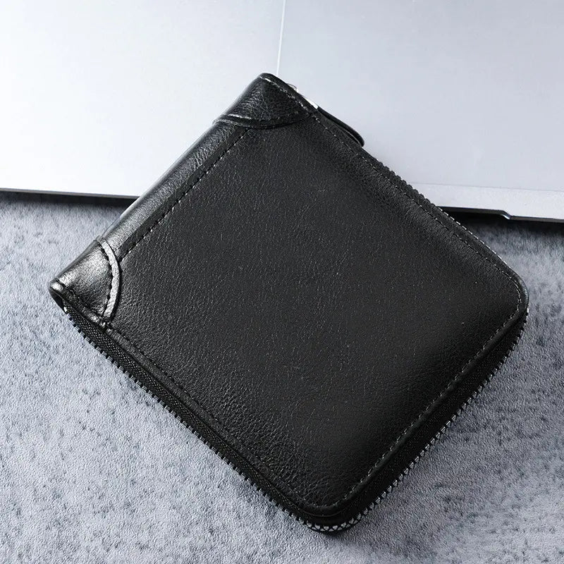 ✨【Második termék féláron】🎁Retro férfi műbőr pénztárca cipzárral, kártyatartóval/összecsukható aprópénztartóval.