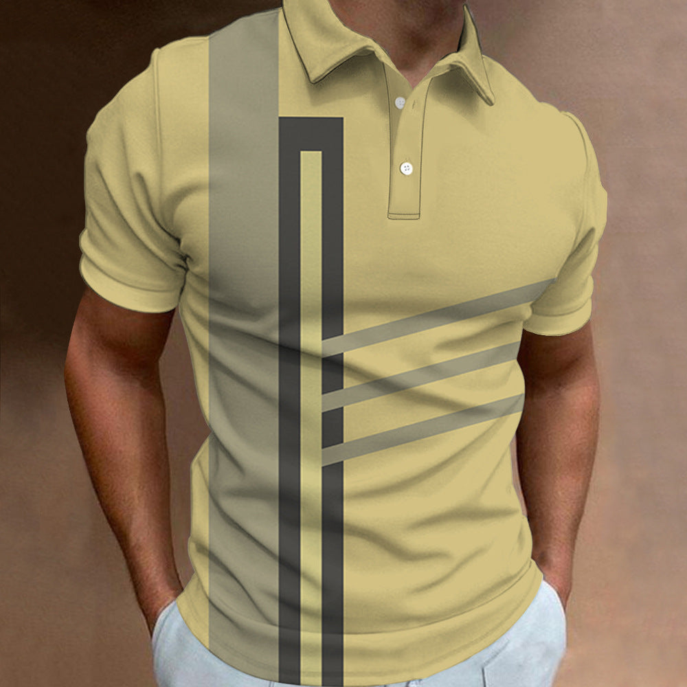 🔥【Utolsó nap, 50% kedvezmény】👔【S-6XL】Új nyári férfi csíkos 3D mintás galléros póló