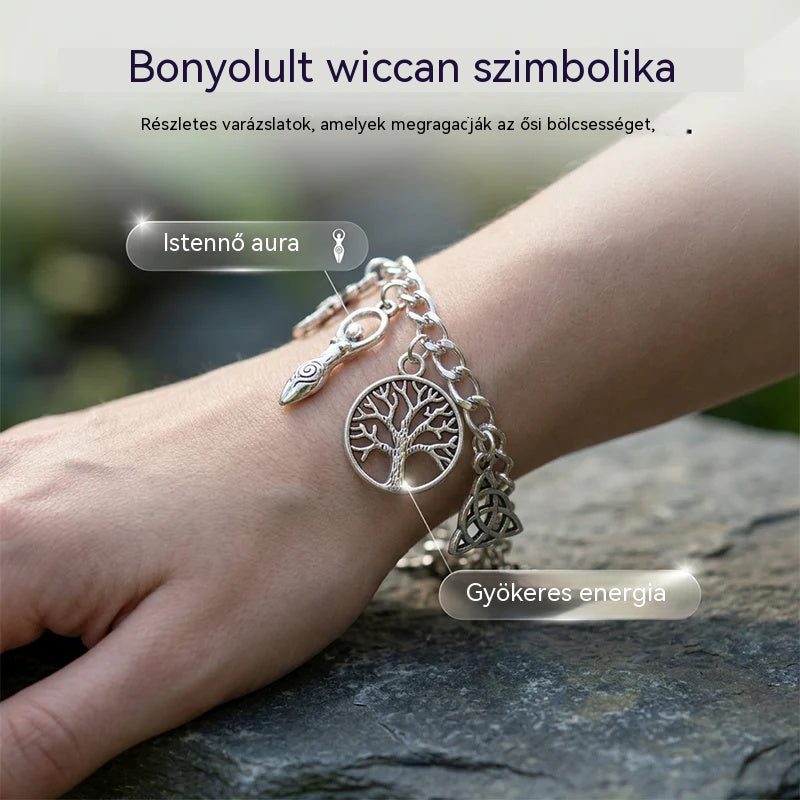 Vintage misztikus női charm karkötő – Égi, gótikus és bohó ékszer 🔮✨