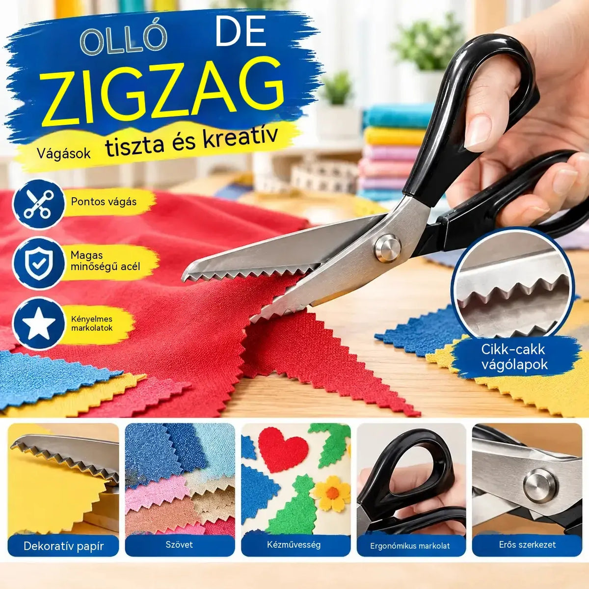 🔥✂️ Recézett textil olló, 5 méretben kapható.