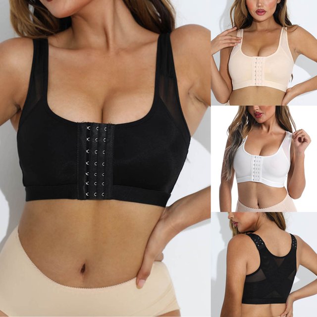 😍❤️ S-5XL【3 db-os szett】✨ Állítható, elöl kapcsos melltartó, erős tartás, női sportmelltartó