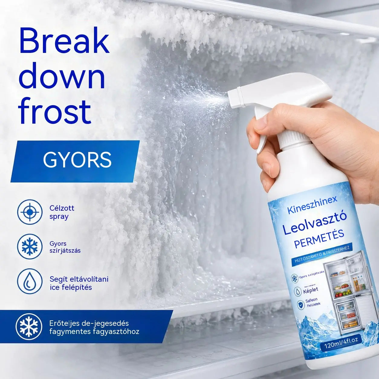 🔥【2 üveg 9200】❄️ Új jégtelenítő spray 2026 🧡 Gyorsan eltávolítható jég a fagyasztóból