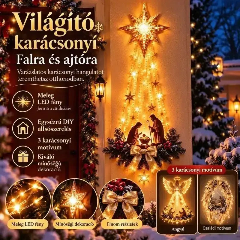 💡✨Világító falidísz karácsonyi jelenettel