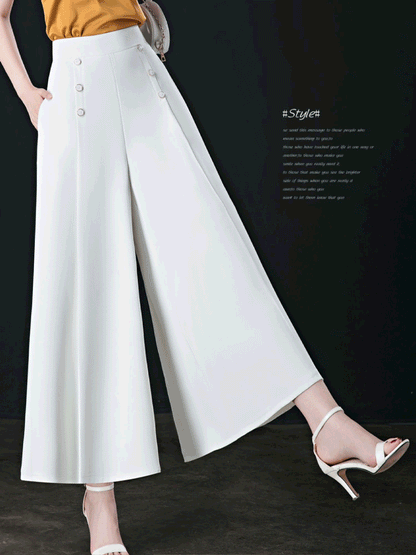 【50 % popust】💖【M-5XL】Divatos női, széles szárú, magas derekú, drapozott alkalmi nadrág