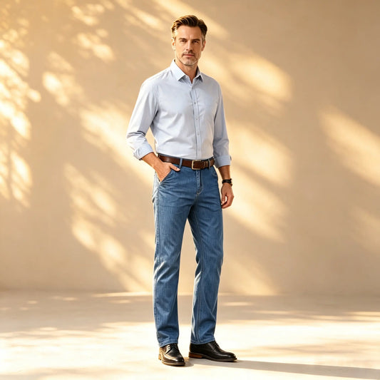 👖👖2026-os egyszerű, lezser és sokoldalú férfi nagyméretű farmer👍