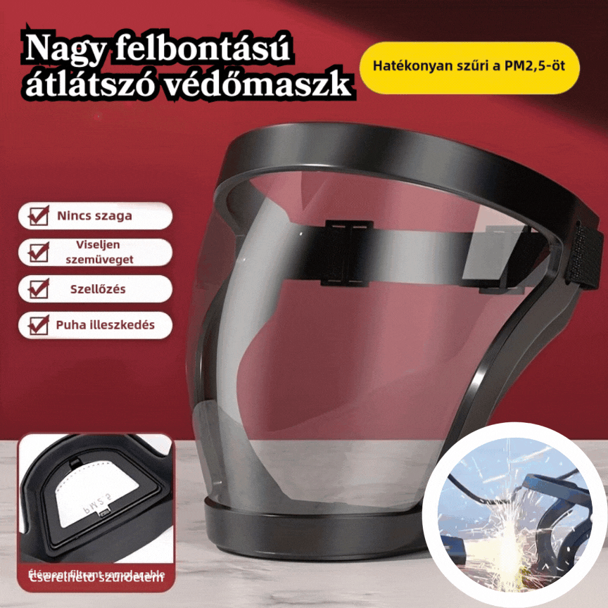 💥【50% kedvezmény】Nagy felbontású átlátszó védőmaszk (további védőpamutszűrő 20db)