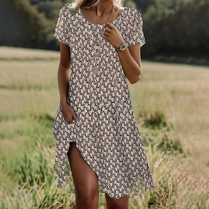 【S-3XL】👗2026 új kerek nyakú virágmintás ruha