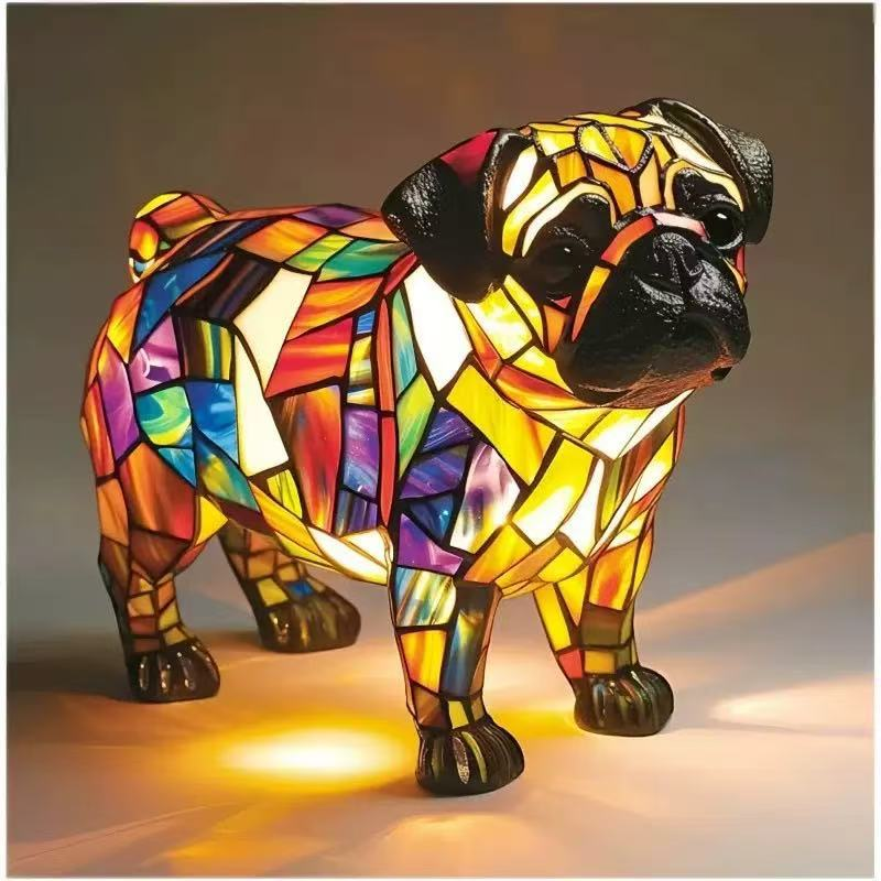 😺🐶✨Gyanta díszek, LED éjszakai fény, művészet, állatszobor, kreatív dekoráció irodába, otthonra, USB porttal ellátott kapcsoló