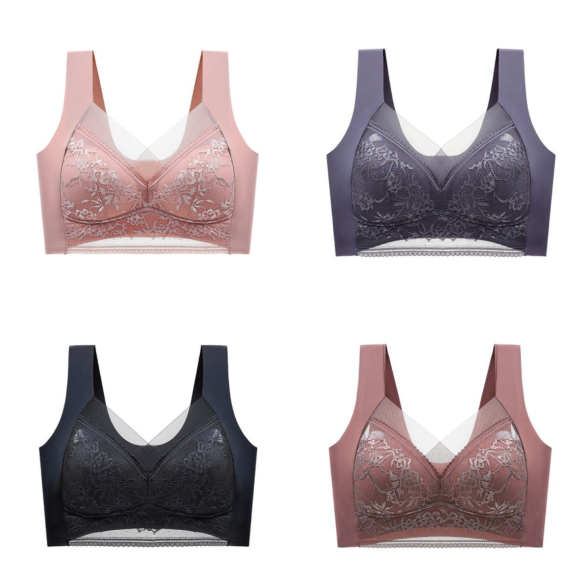 🔥【4 darabos】👙【40-110 KG】Kényelmes varrat nélküli csipke melltartó
