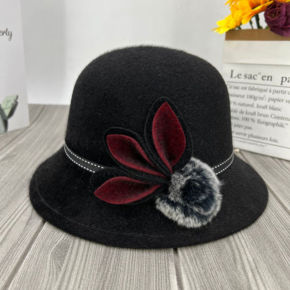 ✨✨🎀Középkorú és idősebb hölgyeknek szánt gyapjú kalap, kültéri szélálló, elegáns és könnyen kombinálható, őszi-téli