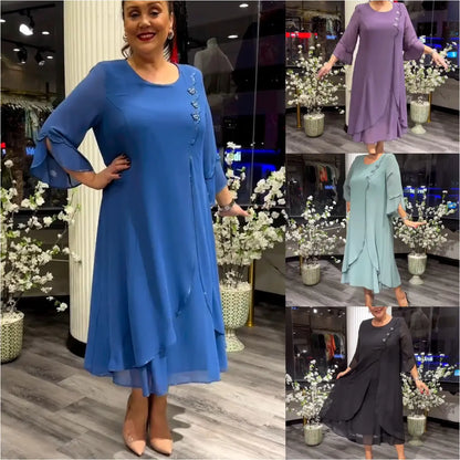 【S-5XL】 2026 tavaszi és nyári új elegáns sifon ruha
