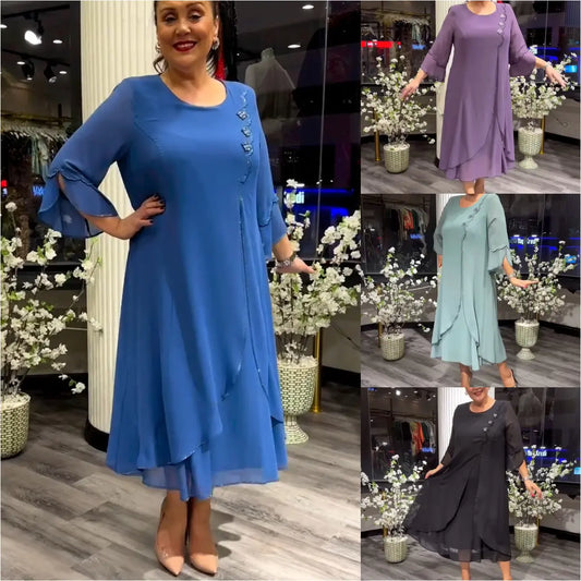 【S-5XL】 2026 tavaszi és nyári új elegáns sifon ruha