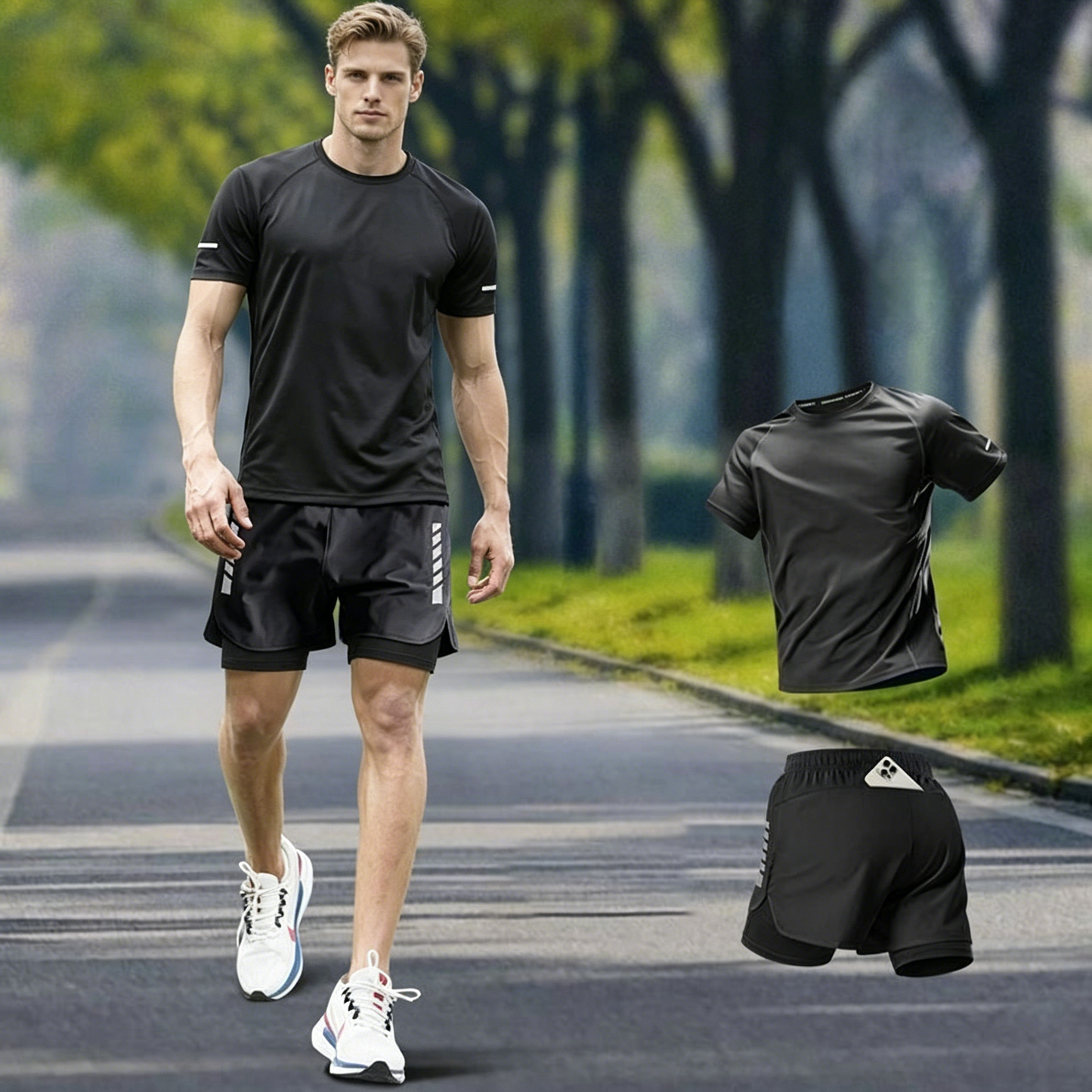 【S-5XL】Letni, nowy, szybkoschnący, sportowy kombinezon z krótkim rękawem z lodowego jedwabiu z 2026 r., odpowiedni do biegania i fitnessu