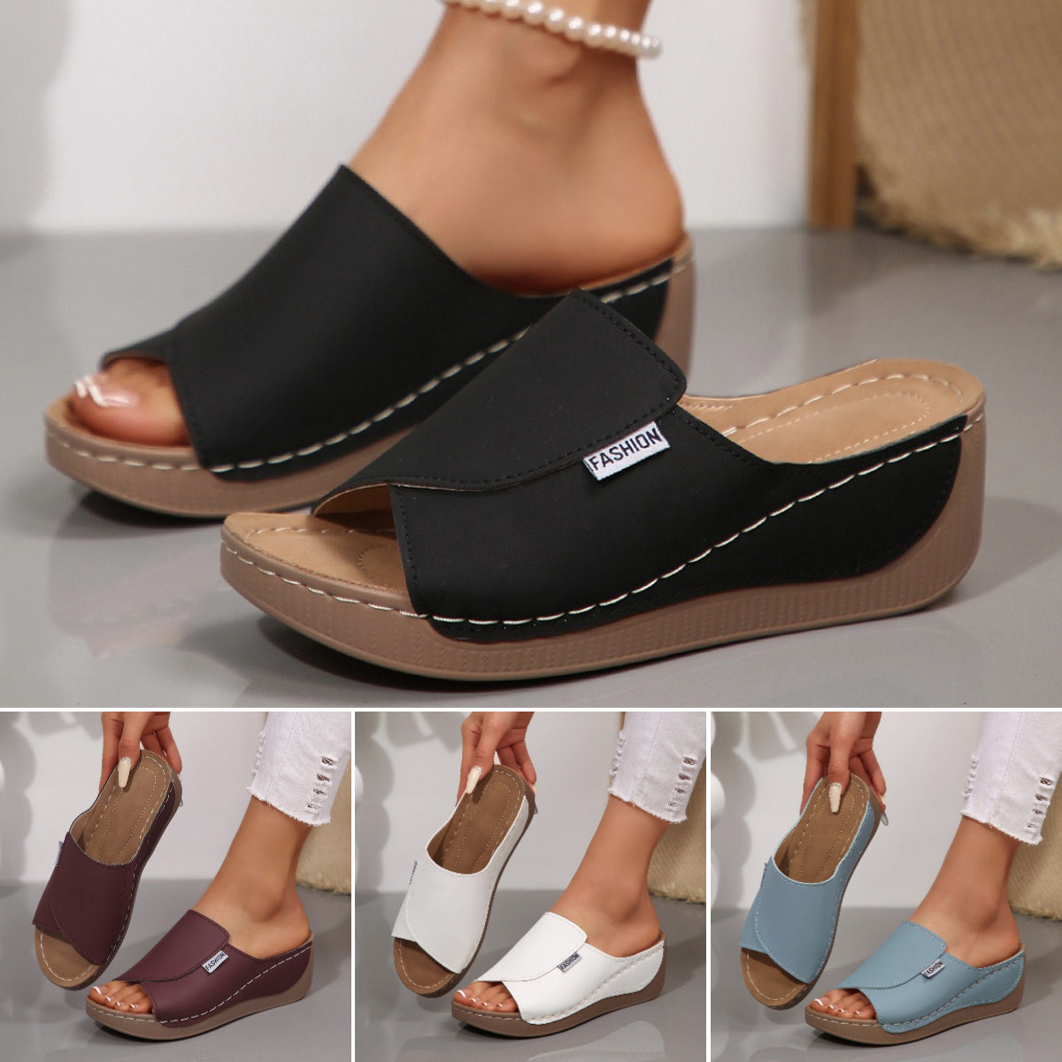 👡【36–43】2026 modern női szandál valódi bőrből, puha és vastag talppal