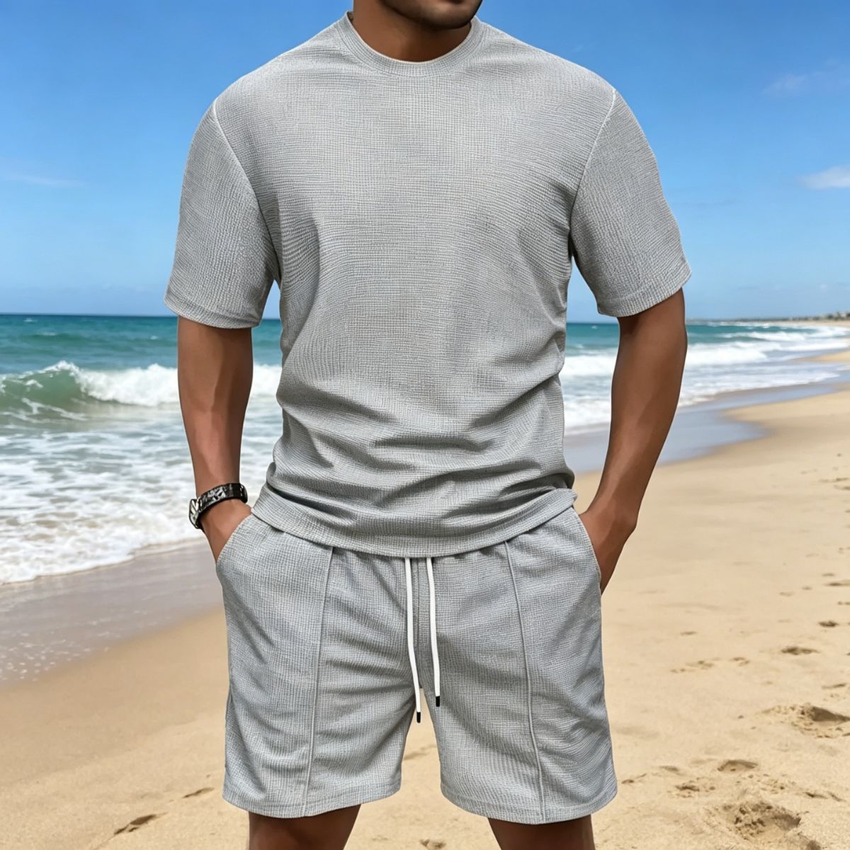 【S-3XL】Letnie, nowe, modne, szybkoschnące, oddychające, krótkie spodenki z krótkim rękawem, męskie, sportowe, 2026