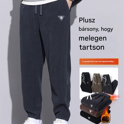 🔥【M-5XL】😎Új téli nadrág férfiaknak, plusz bársony és vastag kordbársony, meleg és lezser férfi nadrág