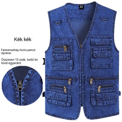 🔥50% kedvezmény【XL-7XL】2026 Férfi Több Zsebes Farmer Mellény