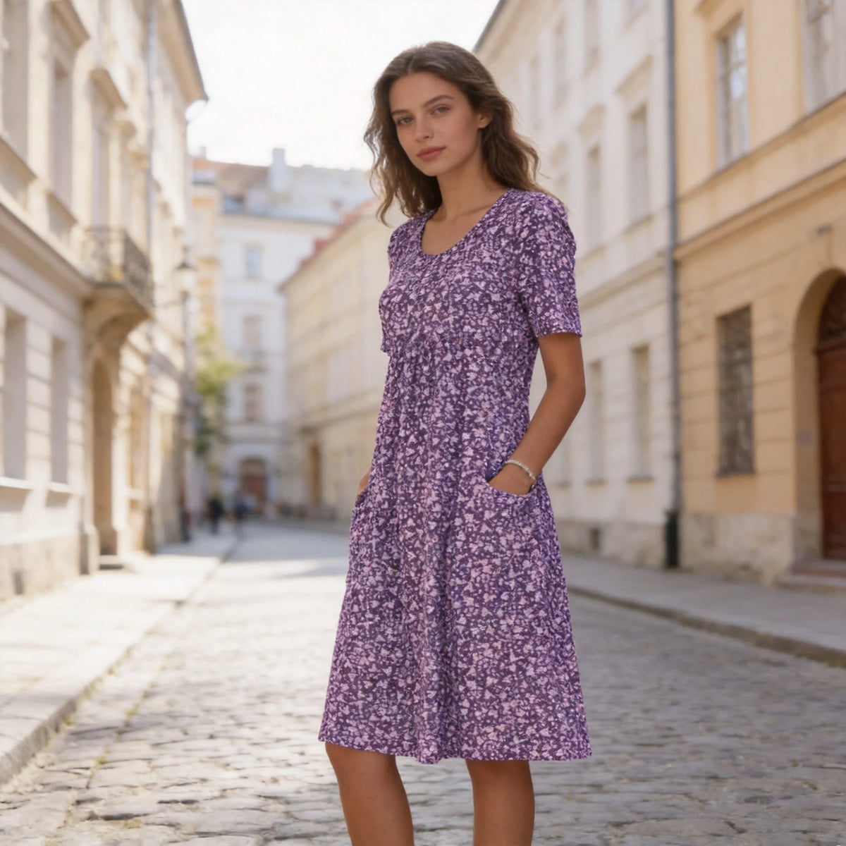 【S-5XL】Könnyű, légies virágmintás midi ruha