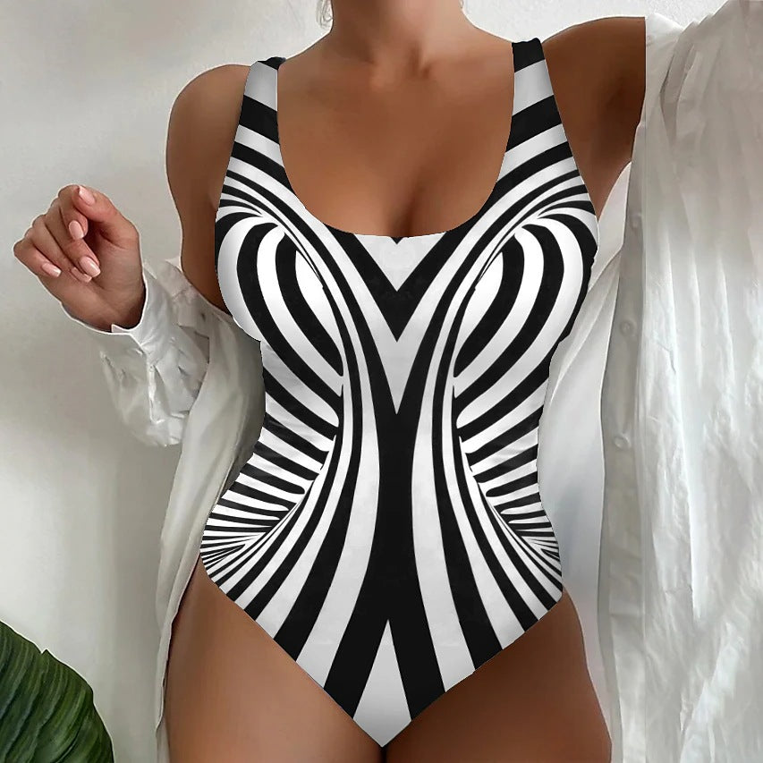 🥰【Utolsó nap – 50% kedvezmény】🔥【S~6XL】Egyedi csíkos egyrészes fürdőruha
