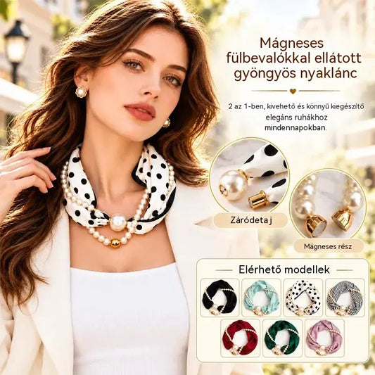 【Vásároljon 1-et, kapjon 1-et ingyen】✨ Un colier de perle și o eșarfă magnetică, toate într-unul! Închizătoare magnetică convenabilă, design detașabil și stil versatil!