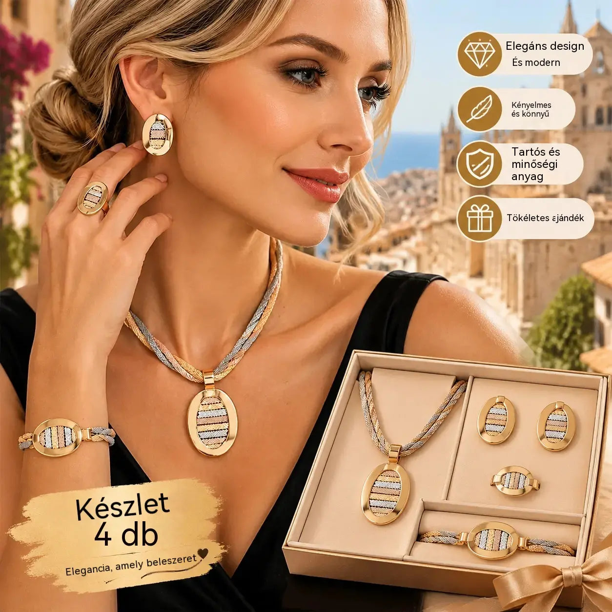 📢📢 50% KEDVEZMÉNY! ⏰ Elegáns 4 darabos strassz ékszerkészlet-4348849