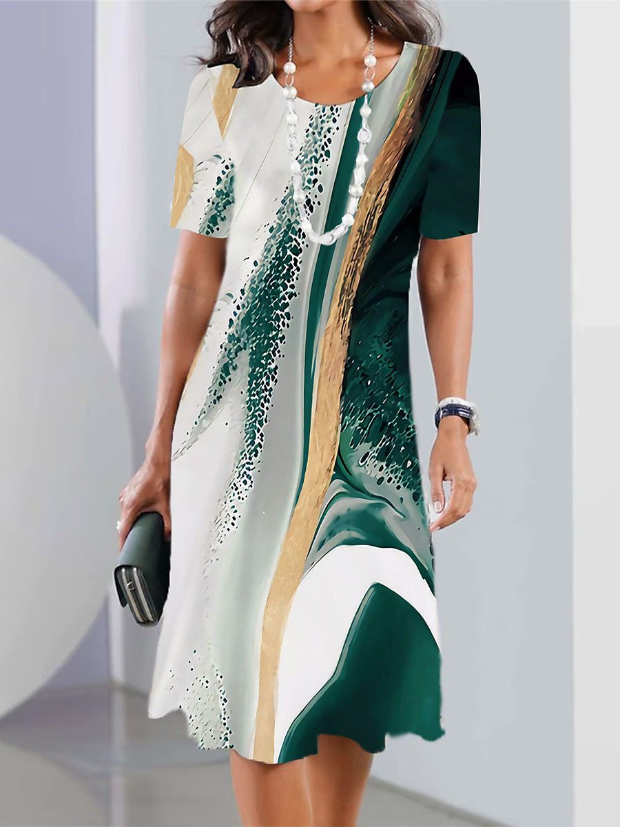 👗【XS-5XL】2026 szexi női kerek nyakú, nyomott ruha