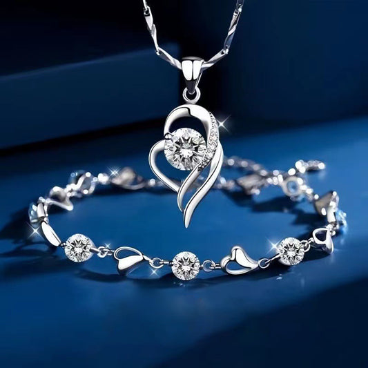 ✨✨【Kupite 1, dobite 1 gratis】💎Komplet zapestnice in ogrlice Srce oceana, srebro 925