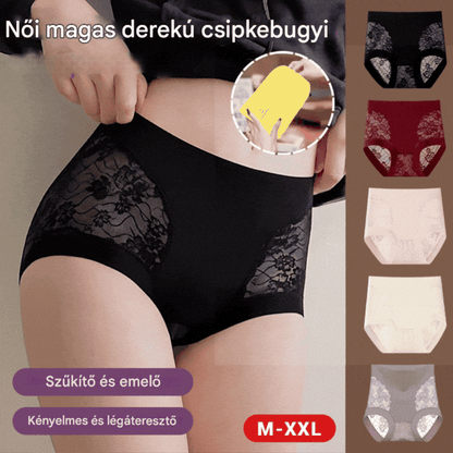 Női nagy rugalmasságú, varrás nélküli csipkés hasformáló bugyi, alakformáló és fenékemelő alsó