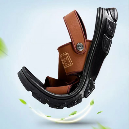 Oferta ograniczona czasowo 🐂【38-47】Nowe męskie sandały plażowe ze skóry naturalnej z grubą podeszwą