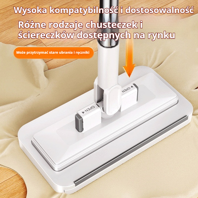 🔥【Zestaw 4】Wielofunkcyjny mop z klipsem na ściereczkę, nowy domowy mop bez potrzeby prania